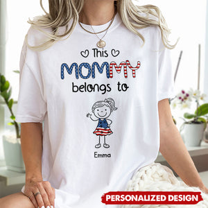 Personalized "This Mama Belongs To" T-Shirt - Custom Kid Names & Figures Family Gift