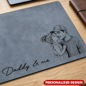 Personalized Photo  Leather Desk Mat - Sentimental Workspace Gift for Dad