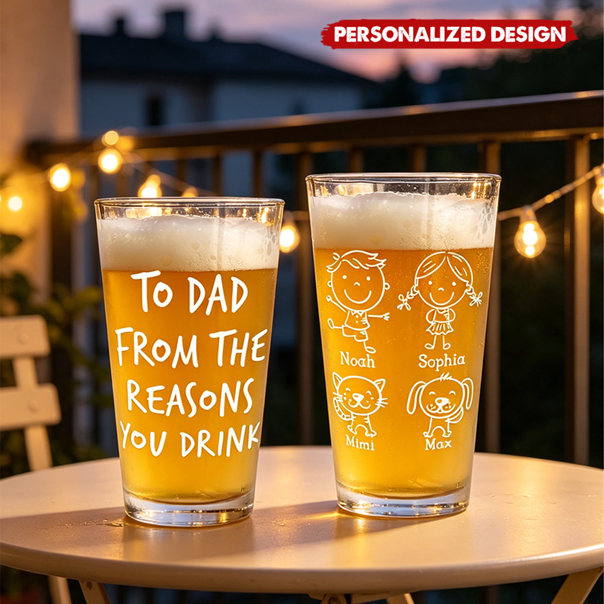Personalized “To Dad From The Reasons You Drink” Beer Glass -Gift for father