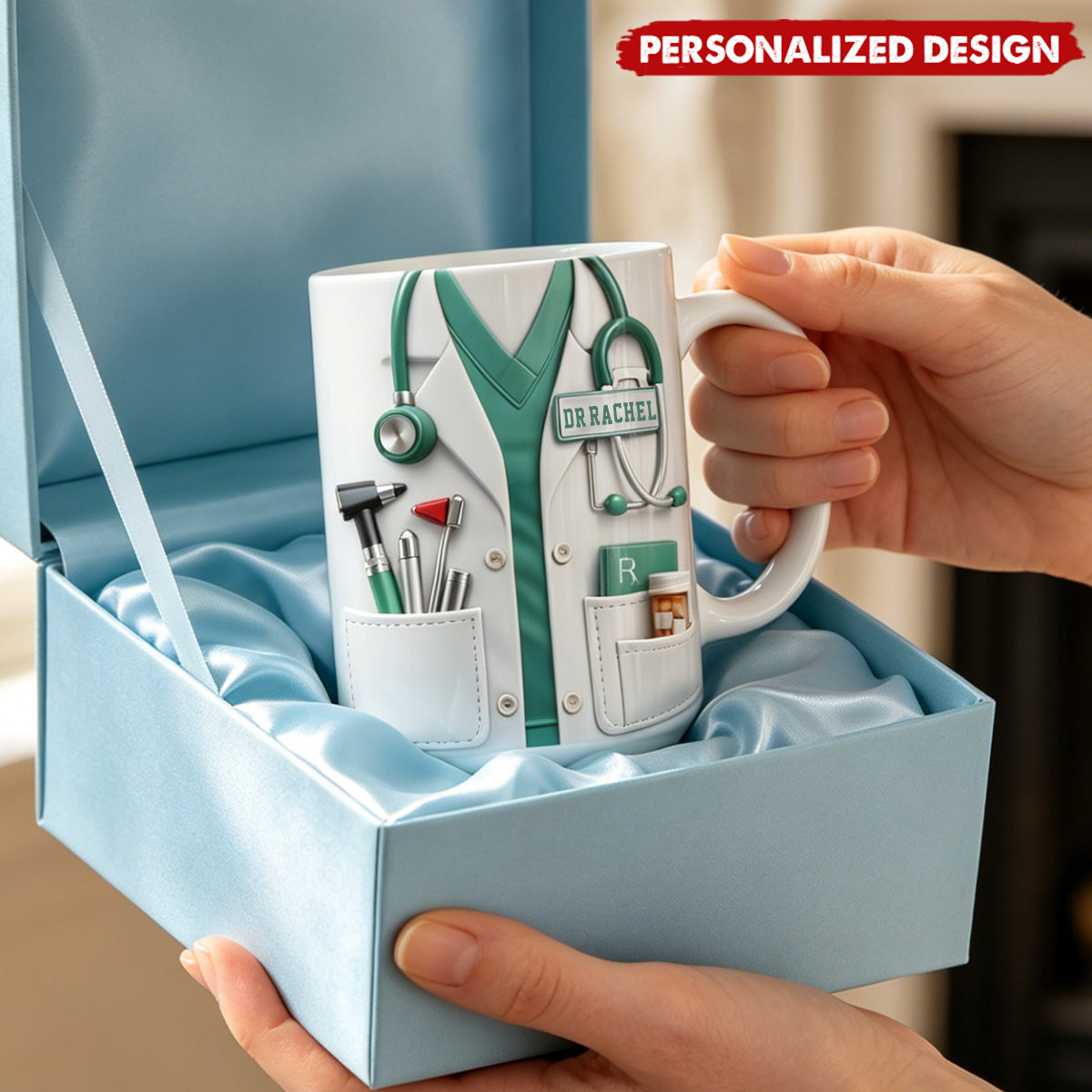 Personalized Healthcare Worker Coffee Mug - Custom Name Tag