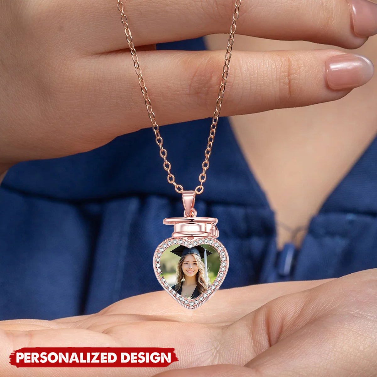 Personalized Photo Heart Necklace – Graduation Gift for Her