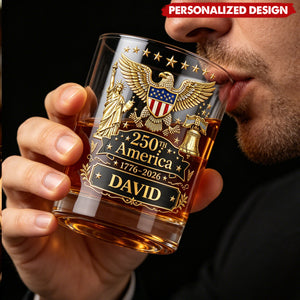 Personalized America 250th Anniversary Whiskey Glass - Custom Name