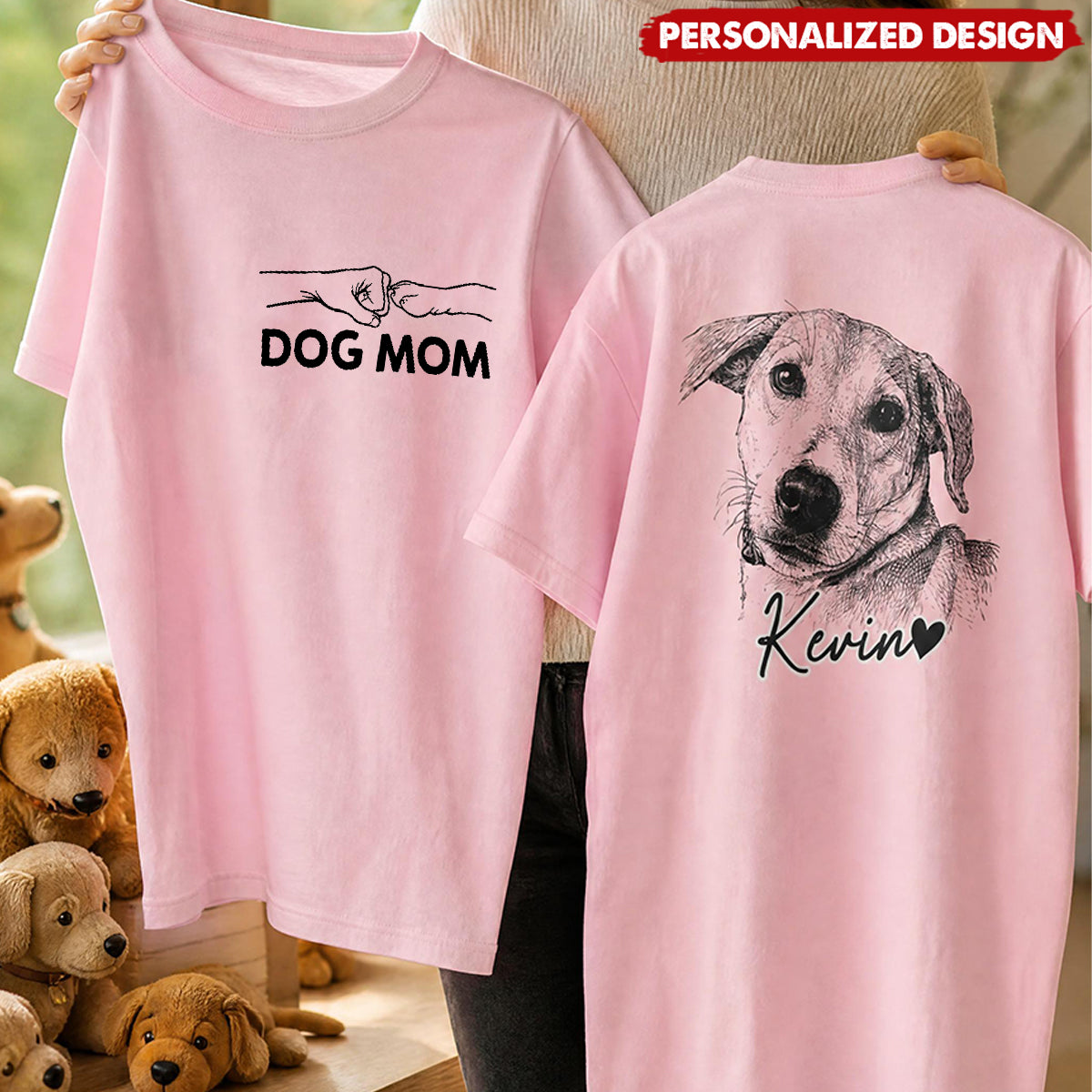 Personalized Two-Sided Pet T-Shirt -Custom Pet Name and Photo
