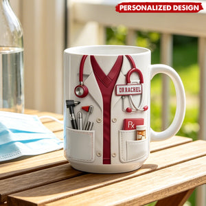Personalized Healthcare Worker Coffee Mug - Custom Name Tag