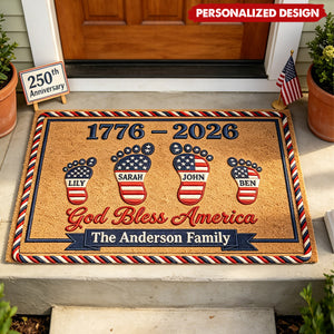 Personalized 1776-2026 Family Footprint Doormat - Gift for USA 250th Anniversary