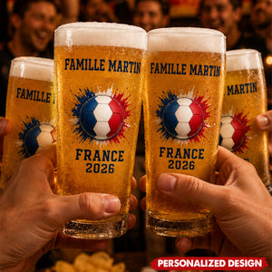 Personalized Fan Barware 2026 World Cup Soccer Beer Glass - Custom Name