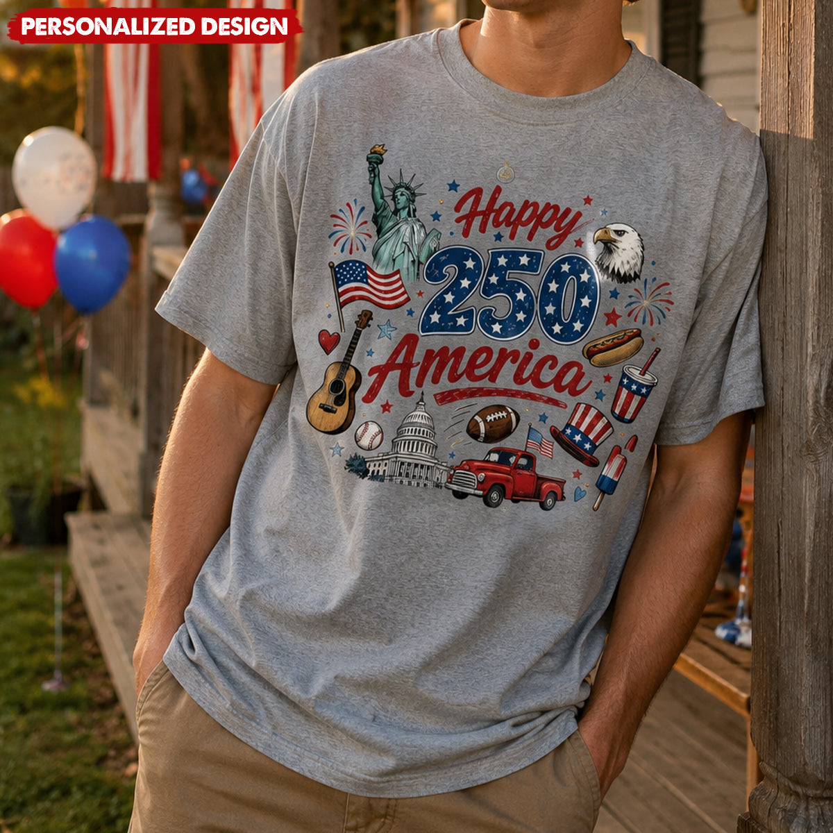 Vintage USA Symbol 250th Anniversary Unisex Tee - Custom Name