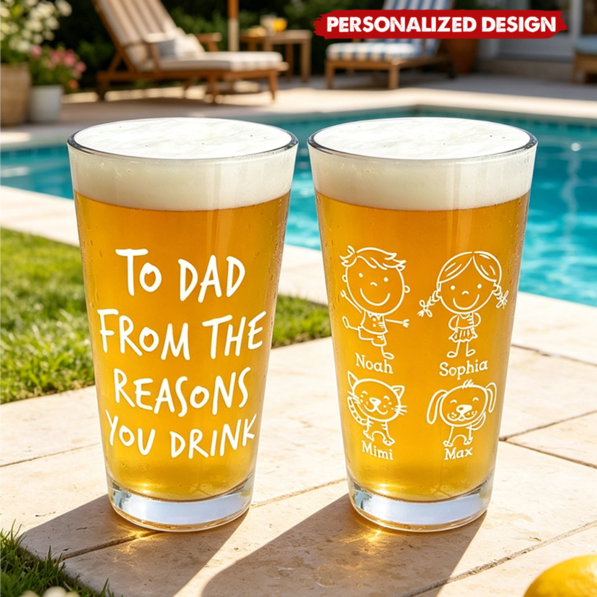 Personalized “To Dad From The Reasons You Drink” Beer Glass -Gift for father
