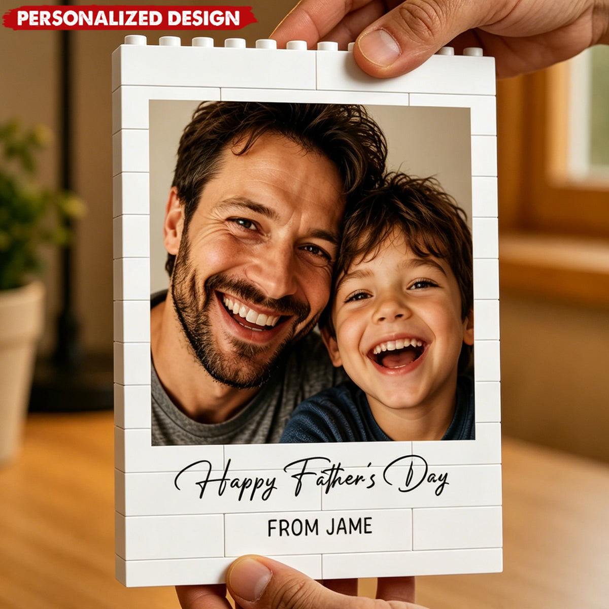 Personalized Brick Building Block Photo Frame - Father's Day Gifts