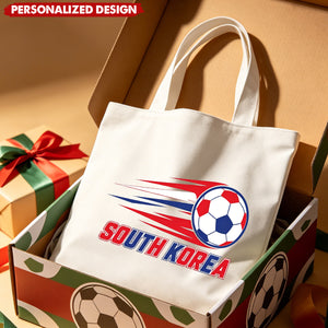 Personalized Soccer Fan Canvas Tote Bag - Custom Name