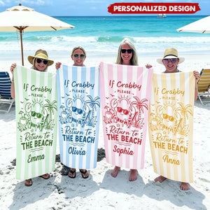 Personalized Sunglasses Crab Tropical Vacation Beach Towel - Custom Name