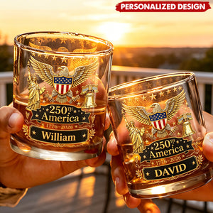 Personalized America 250th Anniversary Whiskey Glass - Custom Name