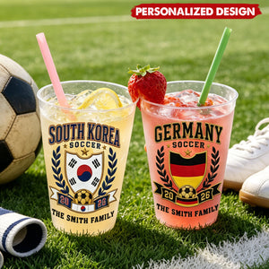 Personalized World Cup Soccer National Team Frosted Cups - Custom Family Name