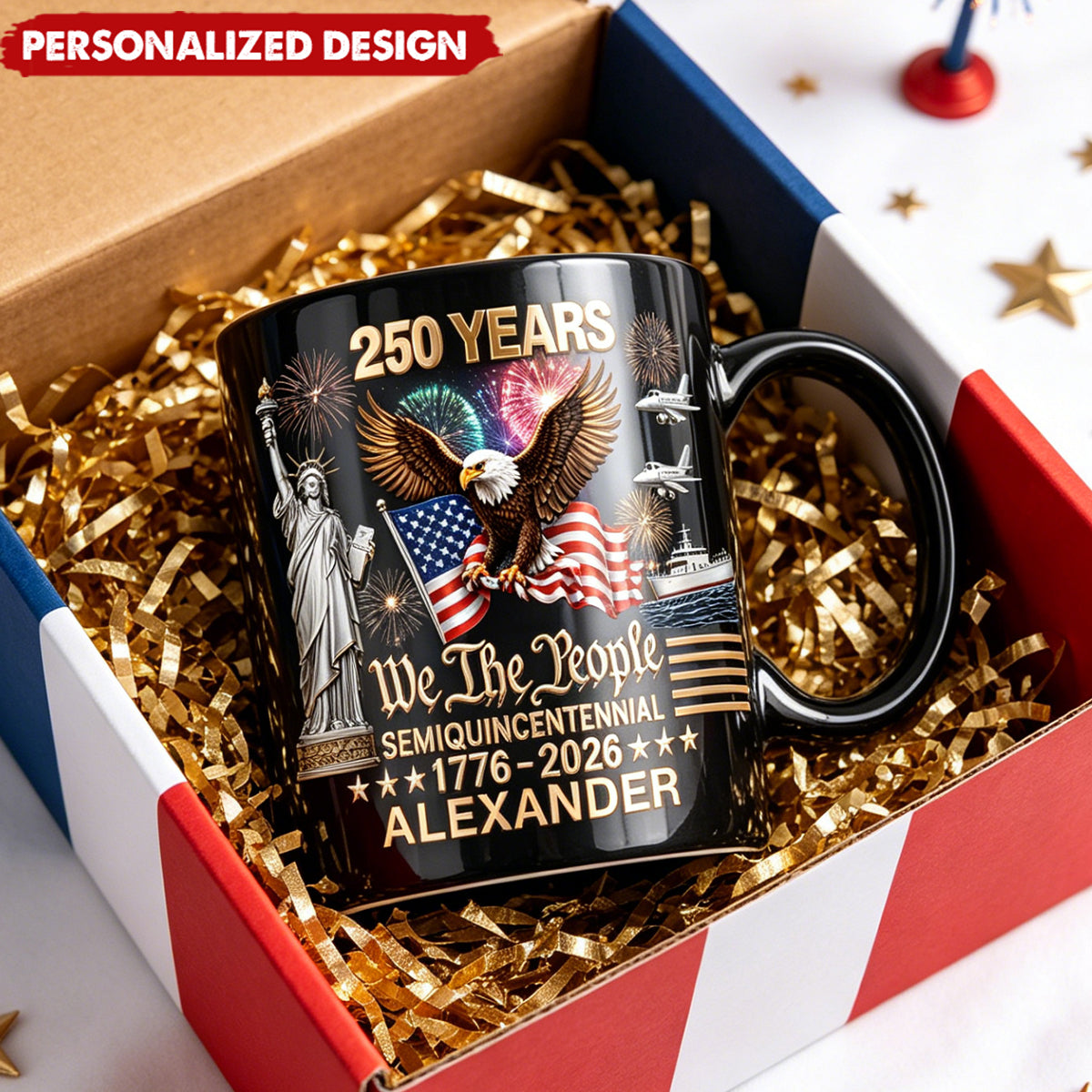 Personalized America 250th We The People 1776-2026 Mug - Custom Name