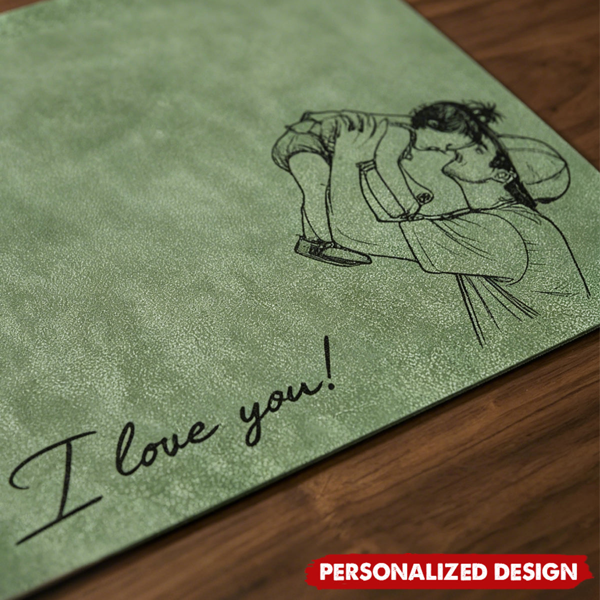 Personalized Photo  Leather Desk Mat - Sentimental Workspace Gift for Dad