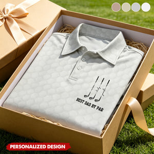 Personalized “Best Dad By Par” Golf Polo Shirt with Kids Names- Gift for father,grandpa