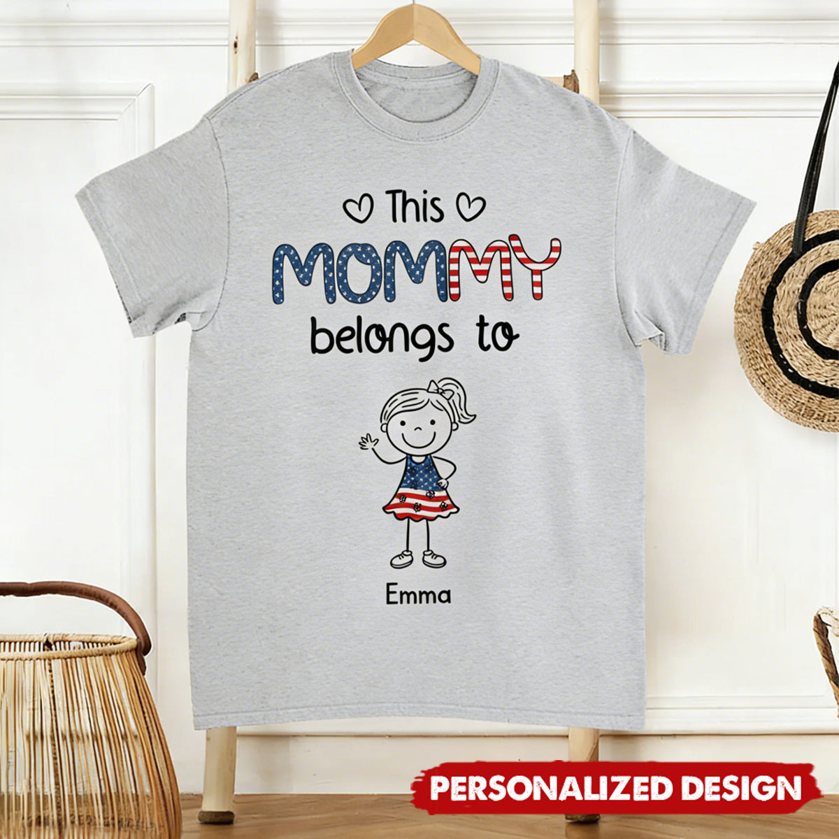 Personalized "This Mama Belongs To" T-Shirt - Custom Kid Names & Figures Family Gift