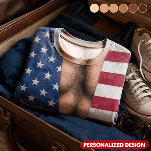 Personalized Optical Illusion USA Flag Unbuttoned T-Shirt