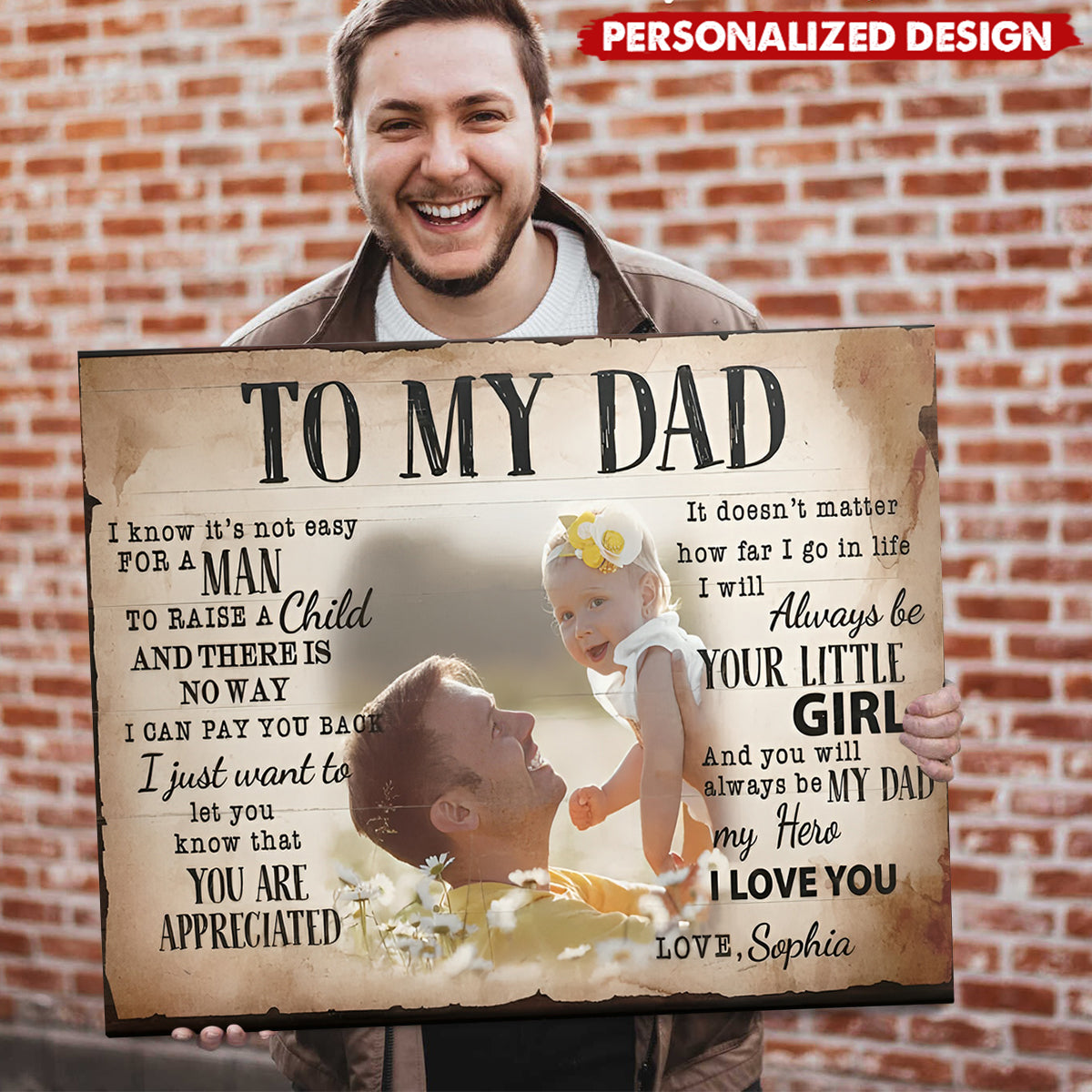 Personalized "To My Dad" Photo Canvas - Custom Father’s Day Gift
