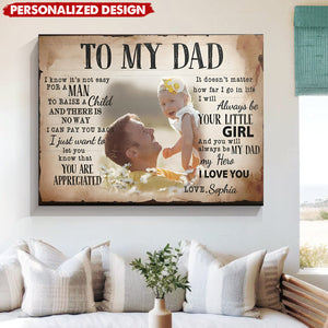 Personalized "To My Dad" Photo Canvas - Custom Father’s Day Gift