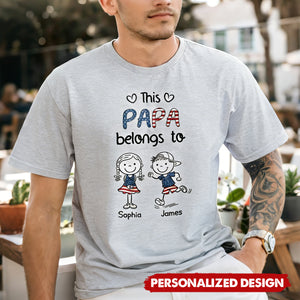 Personalized "This Mama Belongs To" T-Shirt - Custom Kid Names & Figures Family Gift