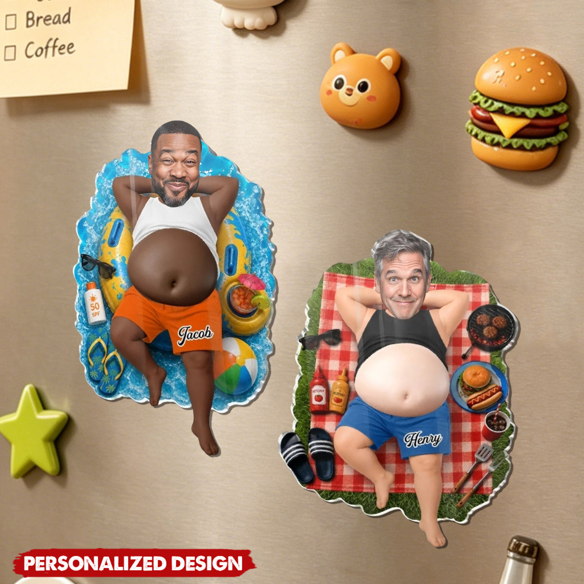Personalized Funny Dad Vacation Acrylic Fridge Magnet - Design with Your Photo & Name