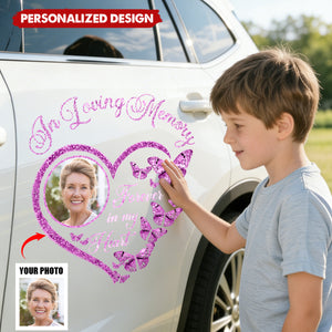 Personalized In Loving Memory Photo Heart Butterfly Decal Custom Memorial Sticker