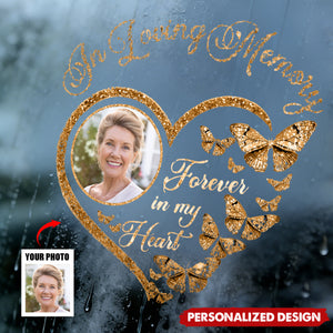 Personalized In Loving Memory Photo Heart Butterfly Decal Custom Memorial Sticker