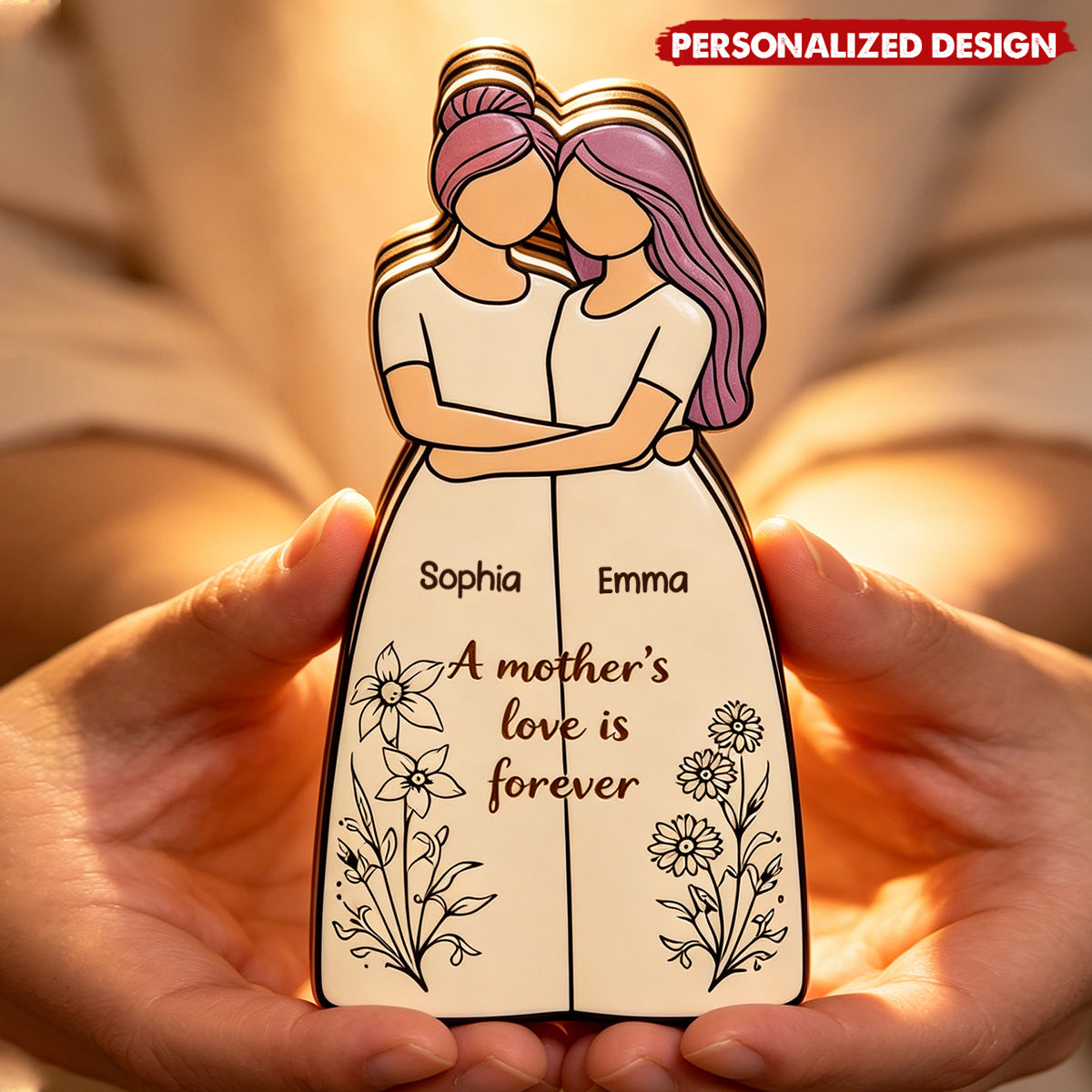 Personalized Mother Daughter Names Wooden plaque -  “A Mother’s Love Is Forever”