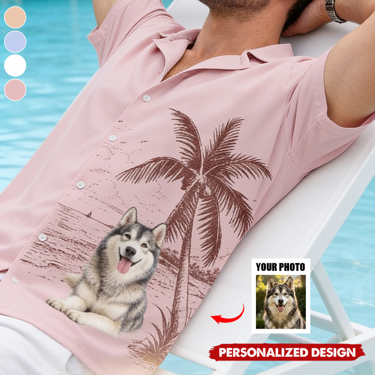 Personalized Pet Photo Tropical Palm Tree Hawaiian Shirt