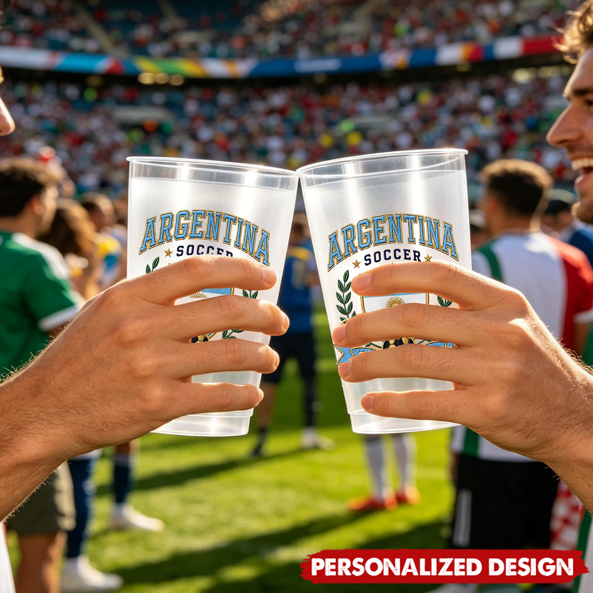Personalized World Cup Soccer National Team Frosted Cups - Custom Family Name