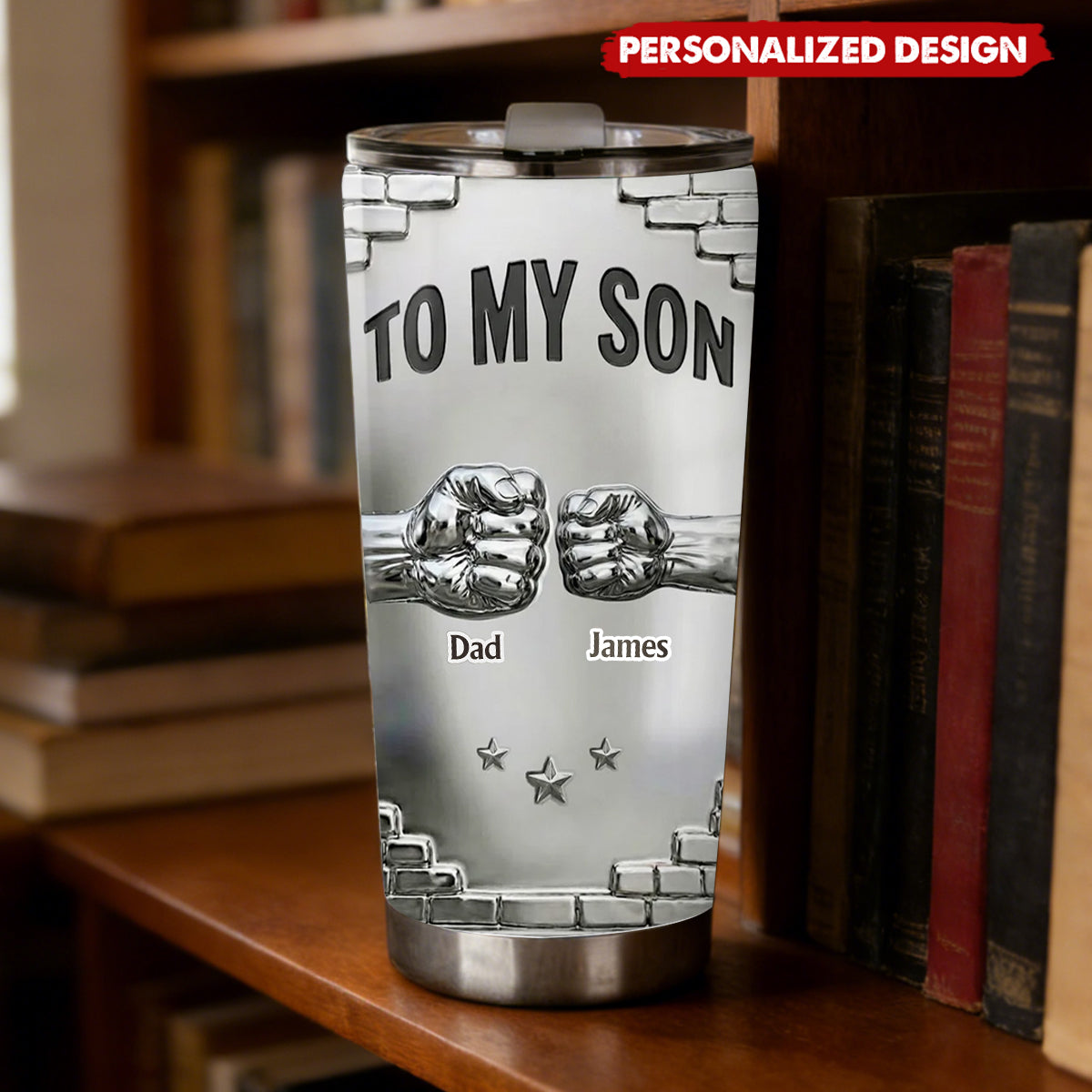 Personalized “To My Son” Fist Bump Tumbler - Sentimental Encouragement Tumbler