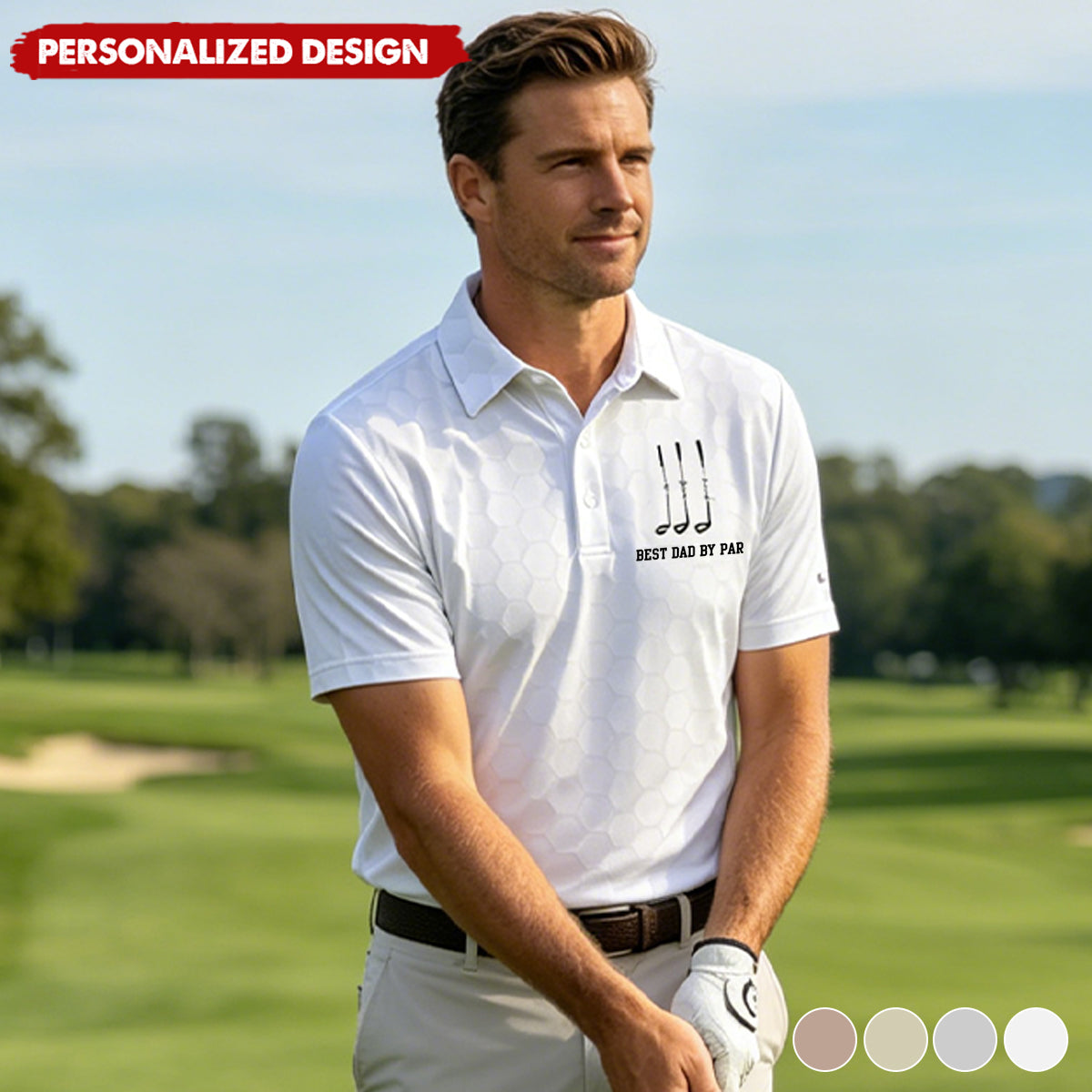 Personalized “Best Dad By Par” Golf Polo Shirt with Kids Names- Gift for father,grandpa
