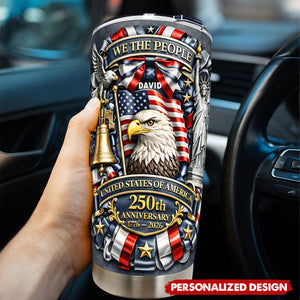 Personalized USA 250th Anniversary Tumbler - Custom Name Patriotic Gift