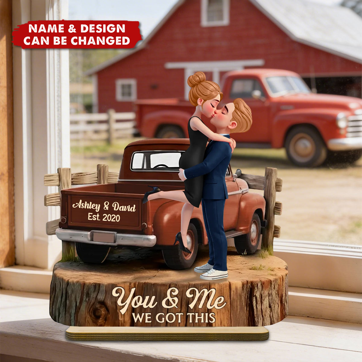 Custom Couple Plaque with Vintage Truck Design – Romantic Anniversary & Valentine’s Gift