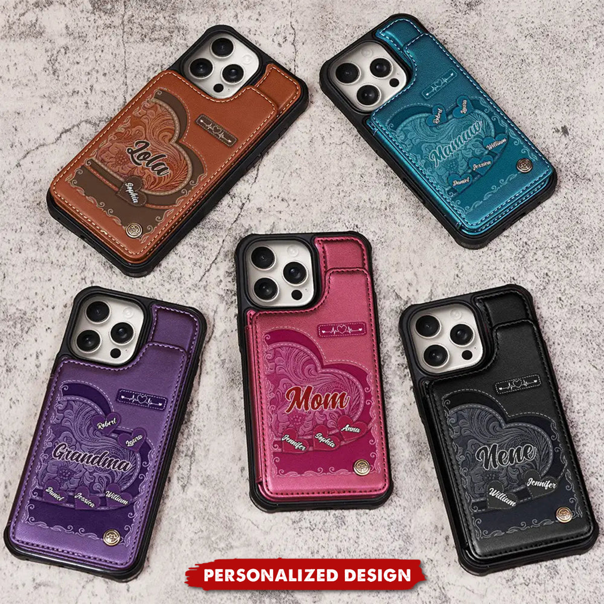 Personalized Grandma/Mom Leather Wallet Phone Case - Gift For Grandma/Mom