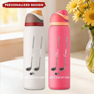Funny Golf Dad Water Bottle  -Custom Names Father’s Day Gift