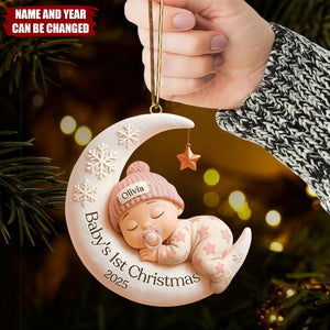 Personalized Baby Moon Ornament – Baby’s 1st Christmas Keepsake