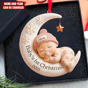 Personalized Baby Moon Ornament – Baby’s 1st Christmas Keepsake