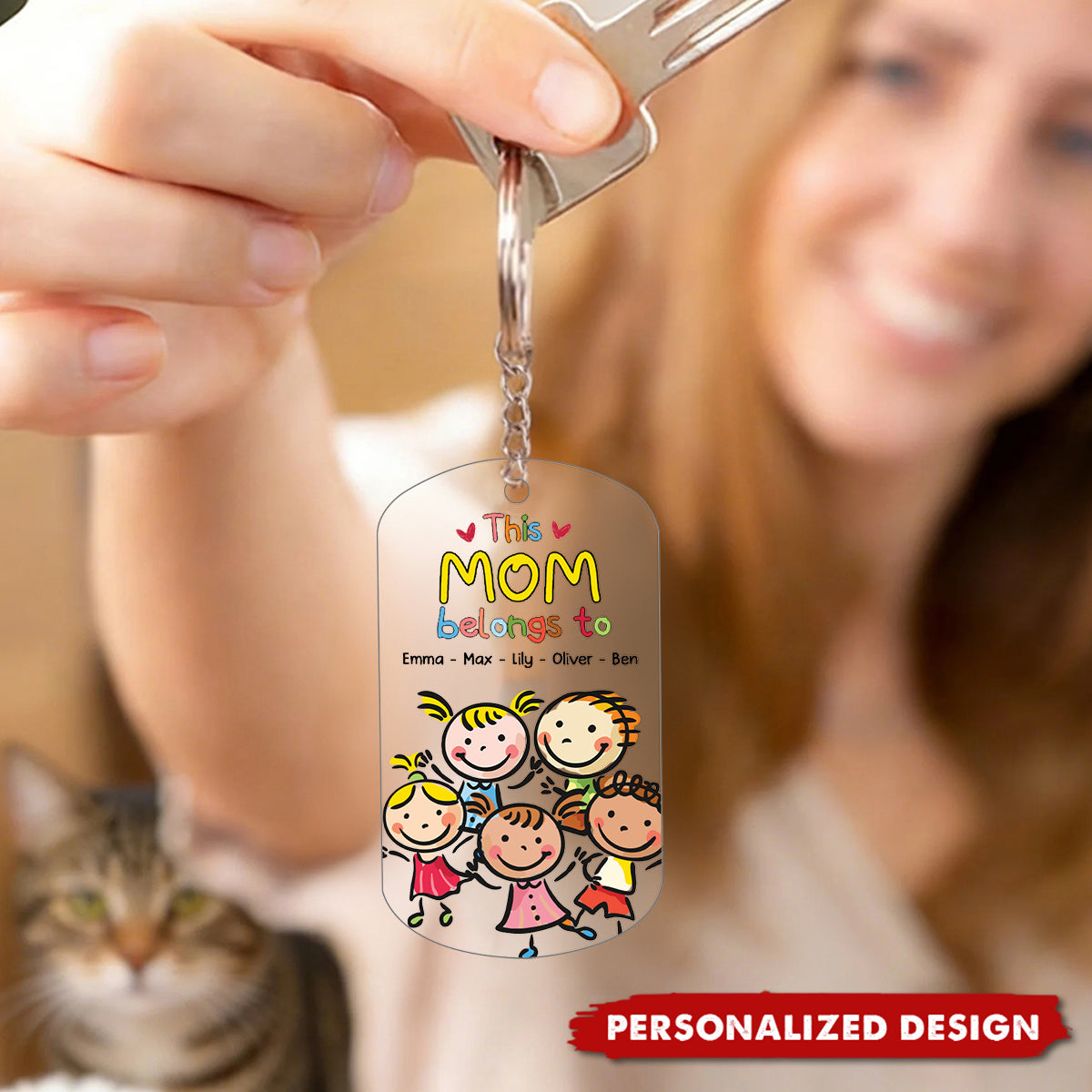 Personalized "This Mom Belongs To" Keychain - Gift for Family