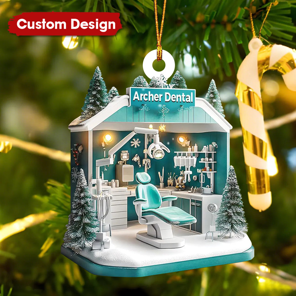 Personalized Dentist Office Christmas Ornament – Custom Dental Clinic Gift for Hygienists & Dental Professionals