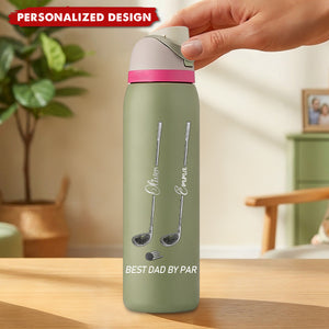 Funny Golf Dad Water Bottle  -Custom Names Father’s Day Gift