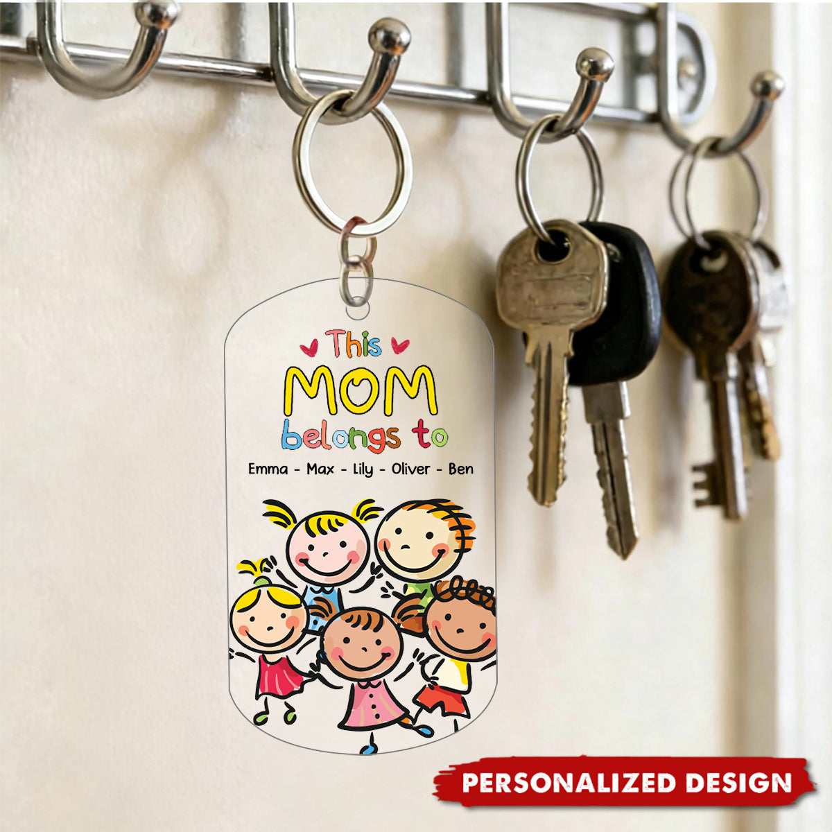 Personalized "This Mom Belongs To" Keychain - Gift for Family