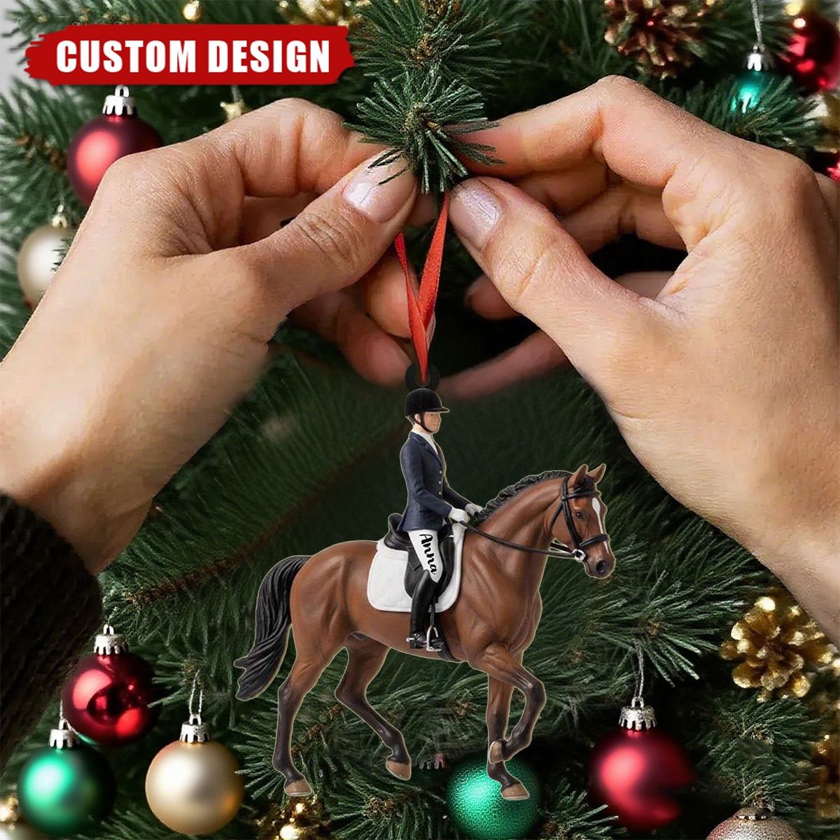 Custom Horseback Rider Ornament - Unique Gift for Equestrians & Horse Lovers