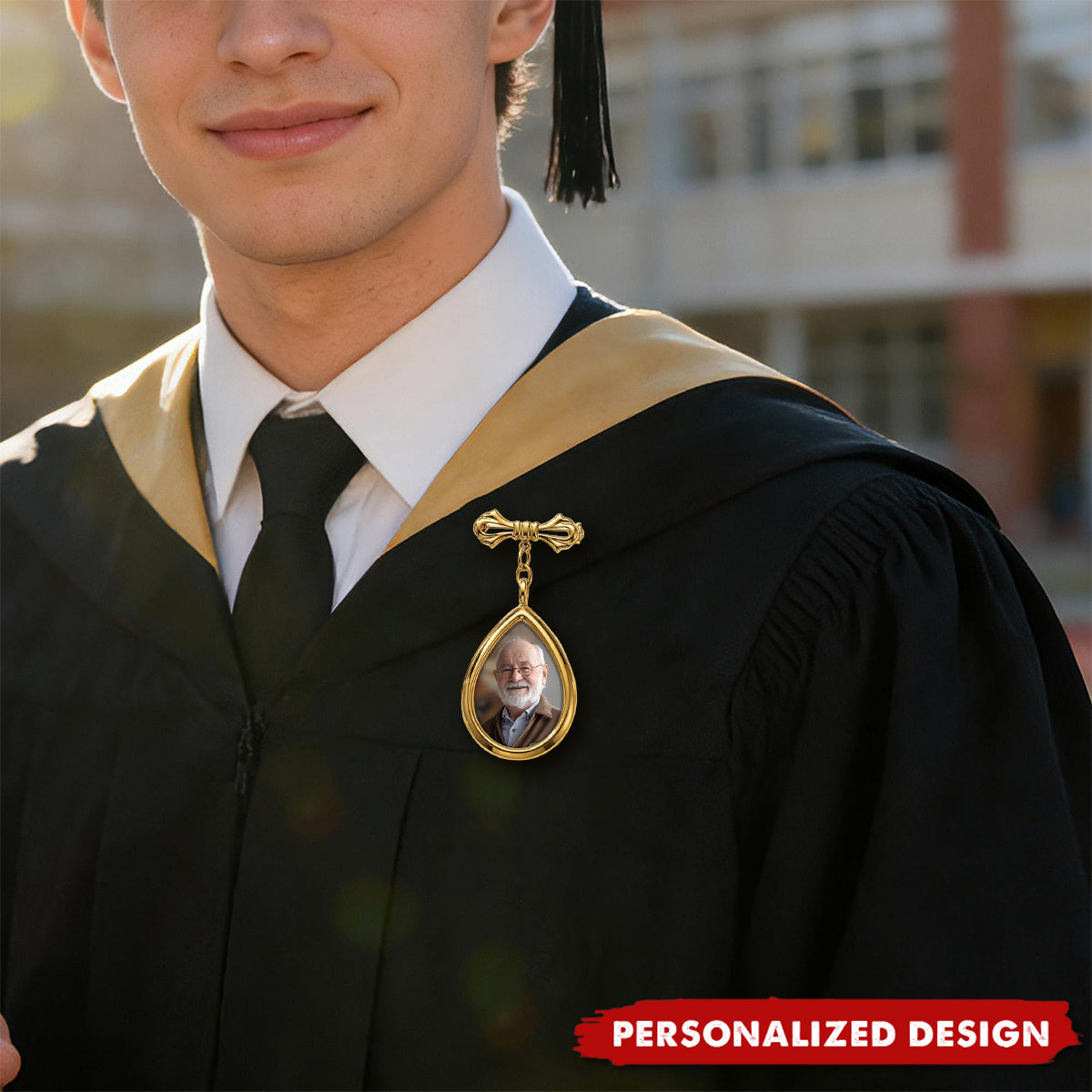 Personalized Photo Teardrop Pin - Memorial Graduation Gifts For Him, Her