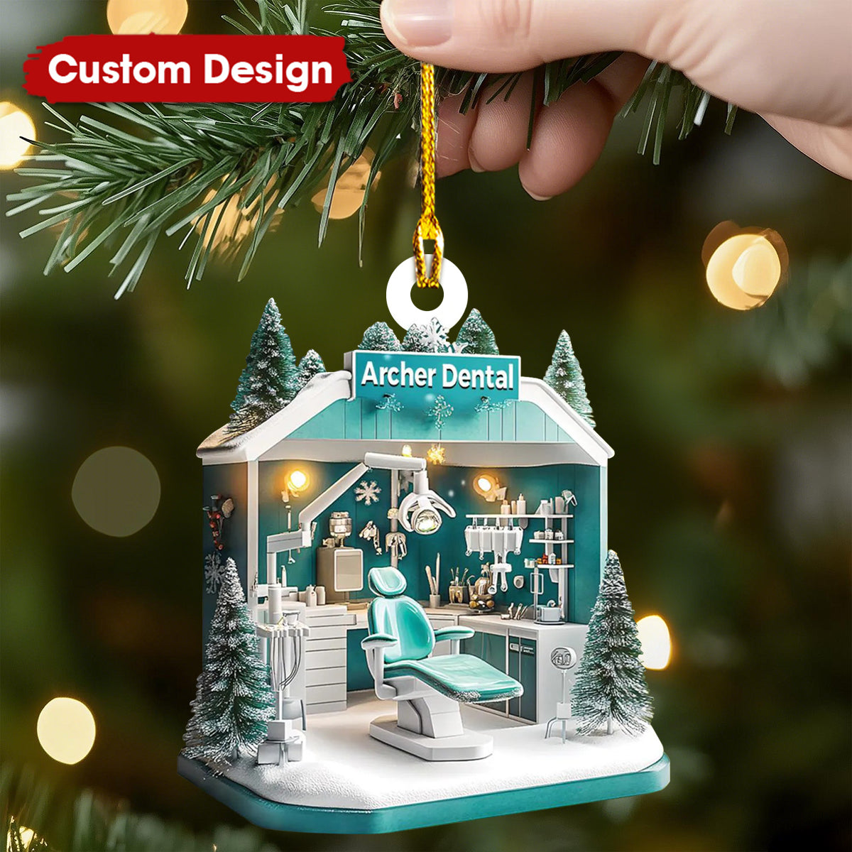 Personalized Dentist Office Christmas Ornament – Custom Dental Clinic Gift for Hygienists & Dental Professionals