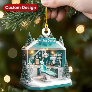 Personalized Dentist Office Christmas Ornament – Custom Dental Clinic Gift for Hygienists & Dental Professionals