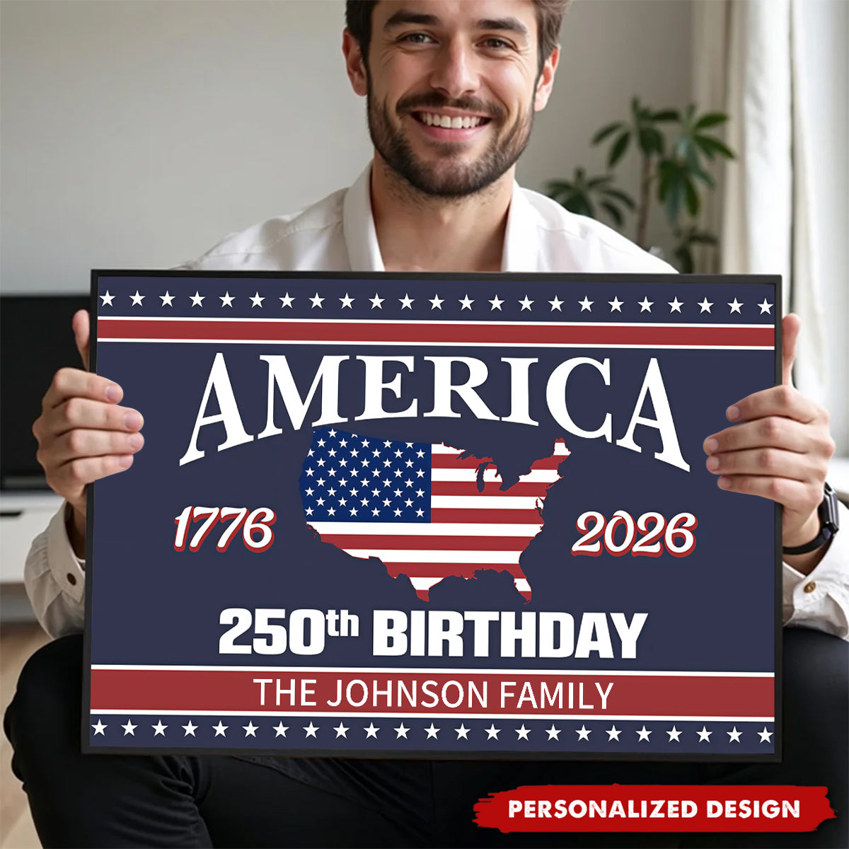 Personalized America 250th Birthday Poster - Gift For Patriotic and History Enthusiasts