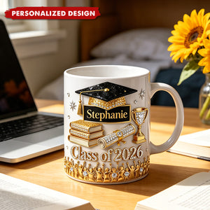 Personalized Class of 2026 Graduation Mug – Custom Name Bling Graduation Keepsake Cup