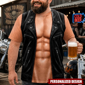 Personalized Denim Sleeveless Vest Graphic T-Shirt - Custom Skin Tone and Multiple Vest Patterns
